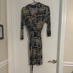 Karen Kane Long Sleeve Plaid Dress - Black, Blue, Tan